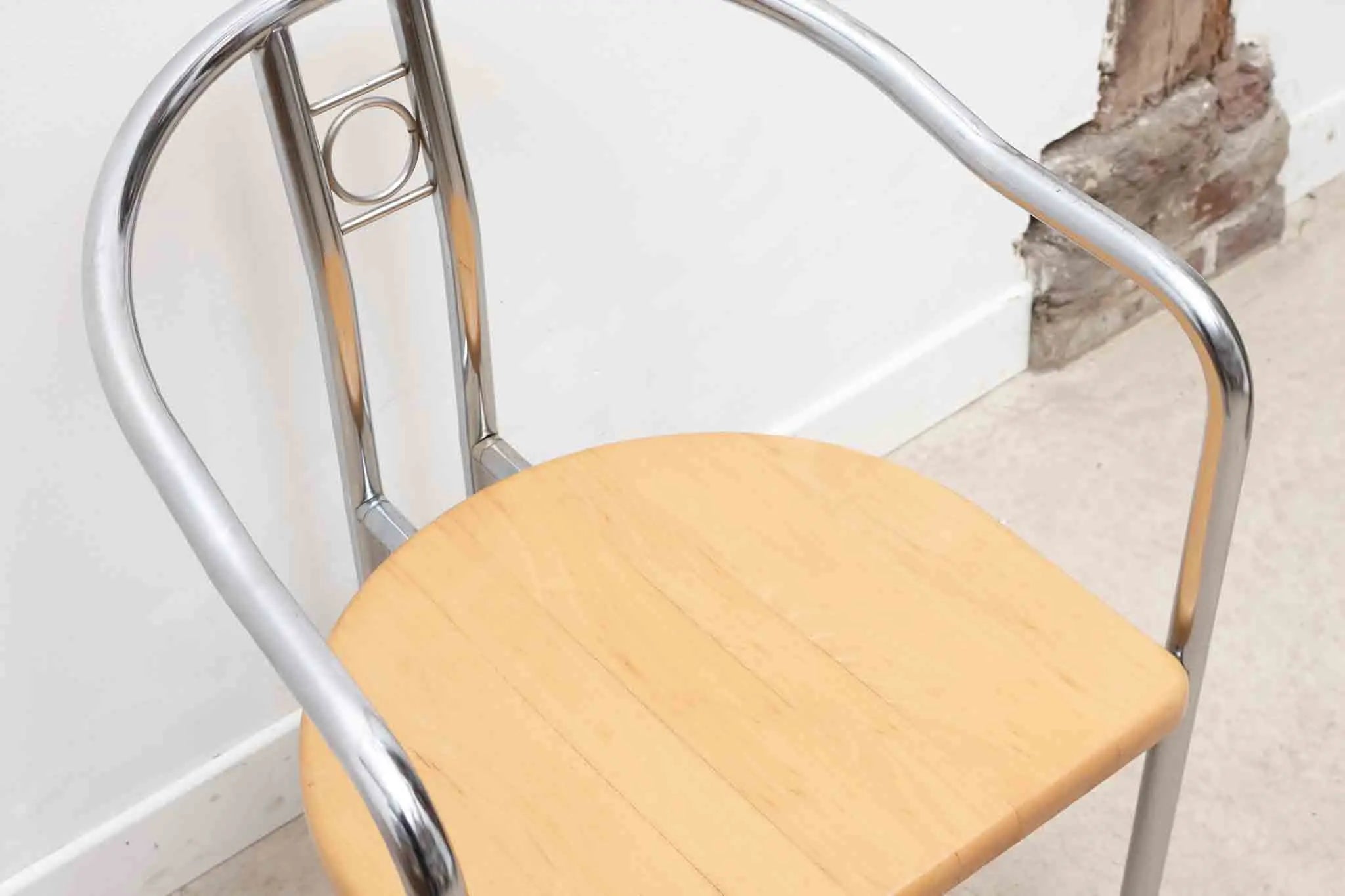 Chaise scandinave chrome / bois Cartel de Belleville