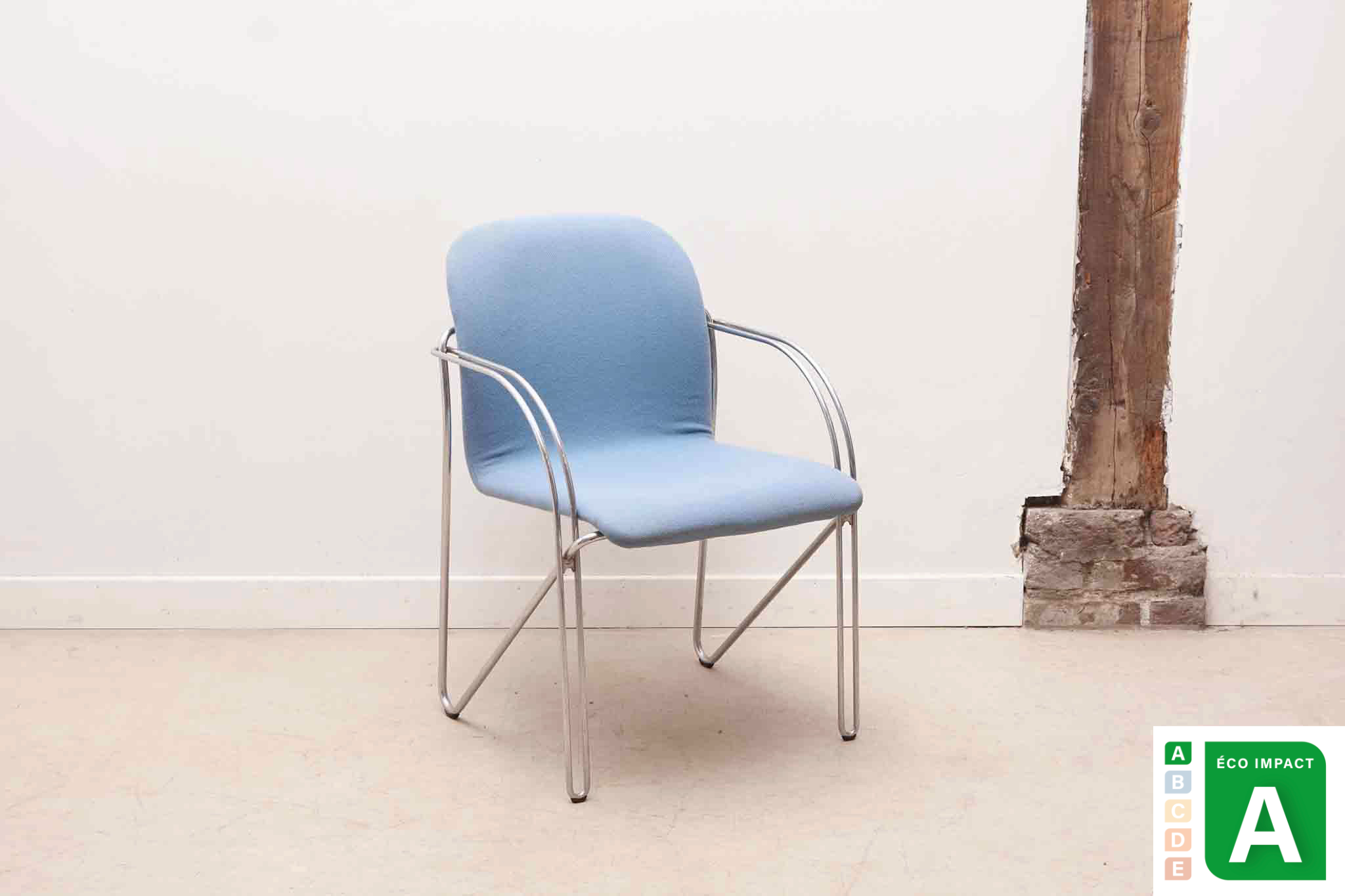 Fauteuil 'Neon Light' bleu et chrome par Alfred Homann