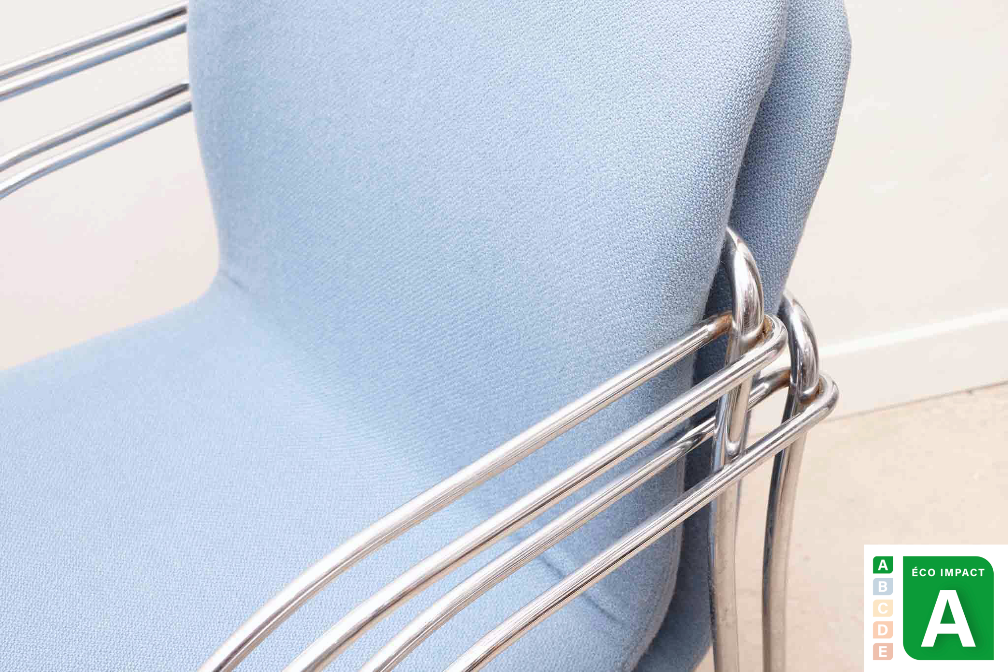 Fauteuil 'Neon Light' bleu et chrome par Alfred Homann