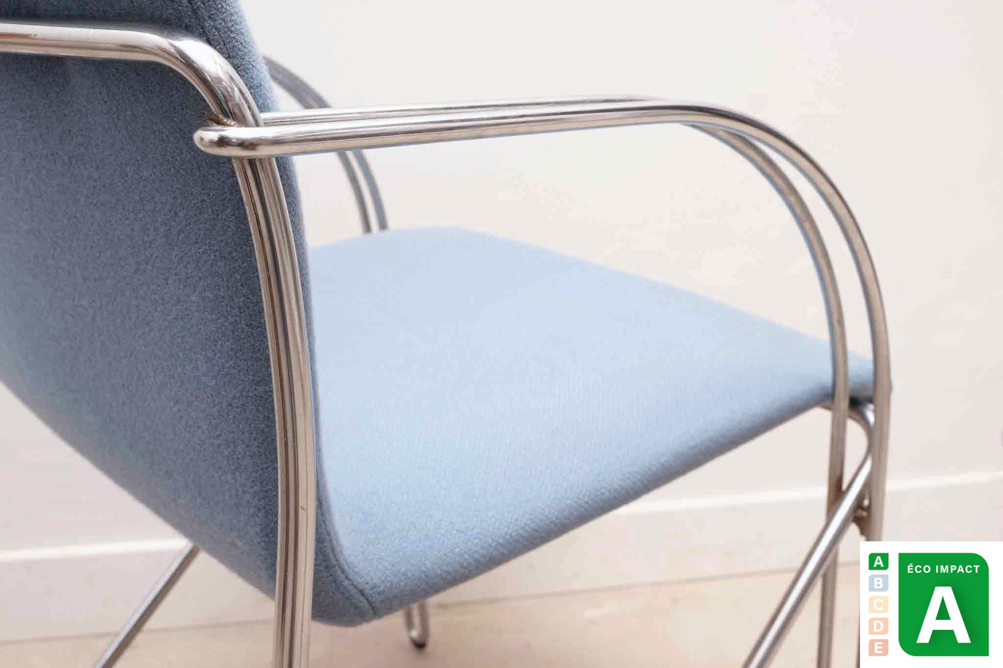 Fauteuil 'Neon Light' bleu et chrome par Alfred Homann
