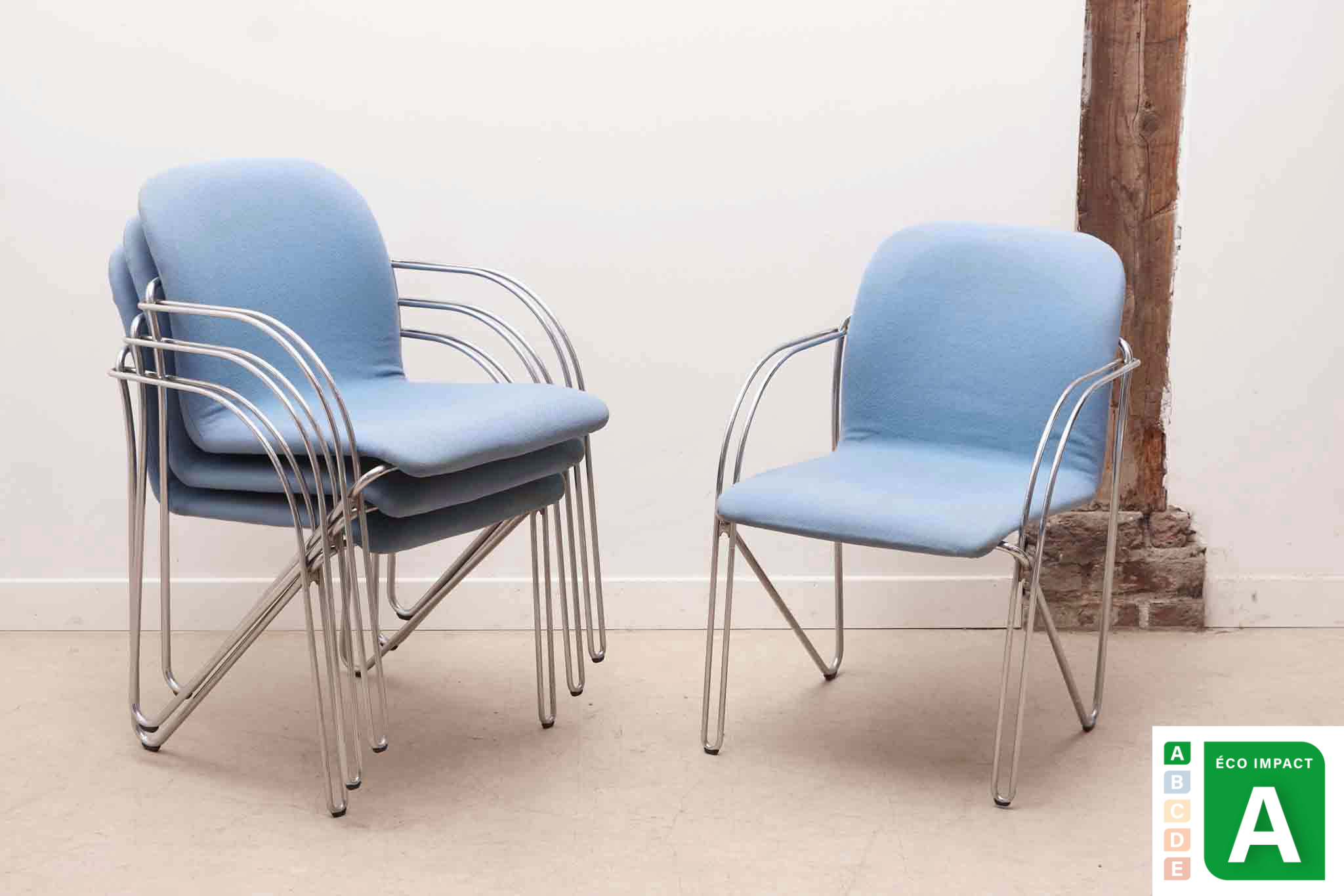 Fauteuil 'Neon Light' bleu et chrome par Alfred Homann