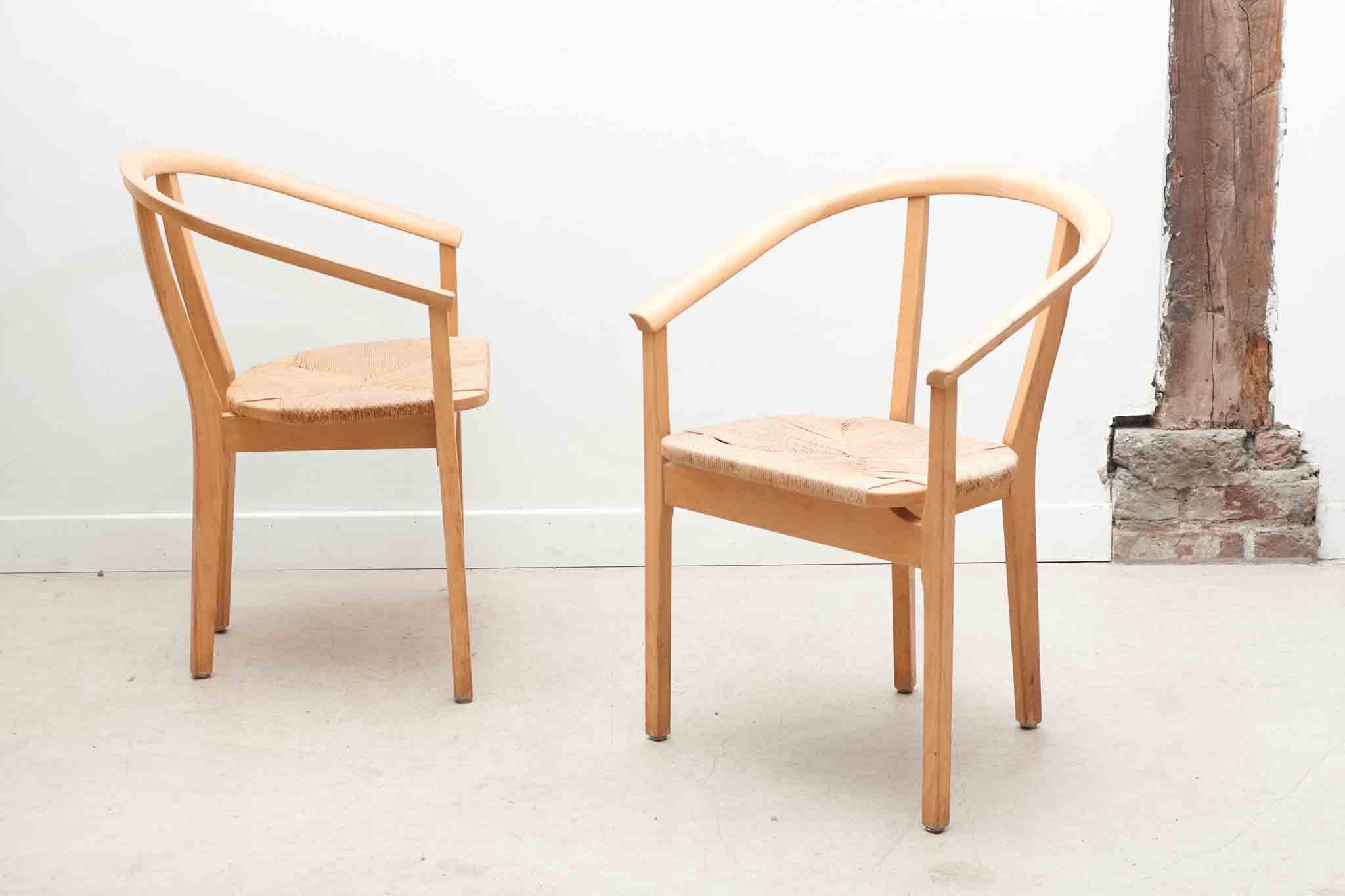 Lot de 4 chaises scandinave paillées Cartel de Belleville