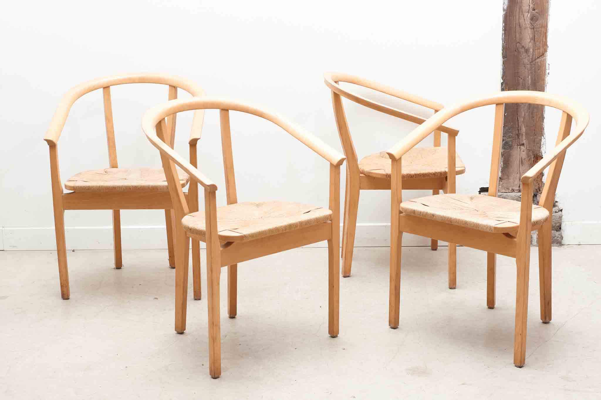 Lot de 4 chaises scandinave paillées Cartel de Belleville