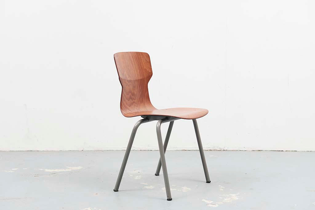 Chaise vintage Eromes chêne et gris