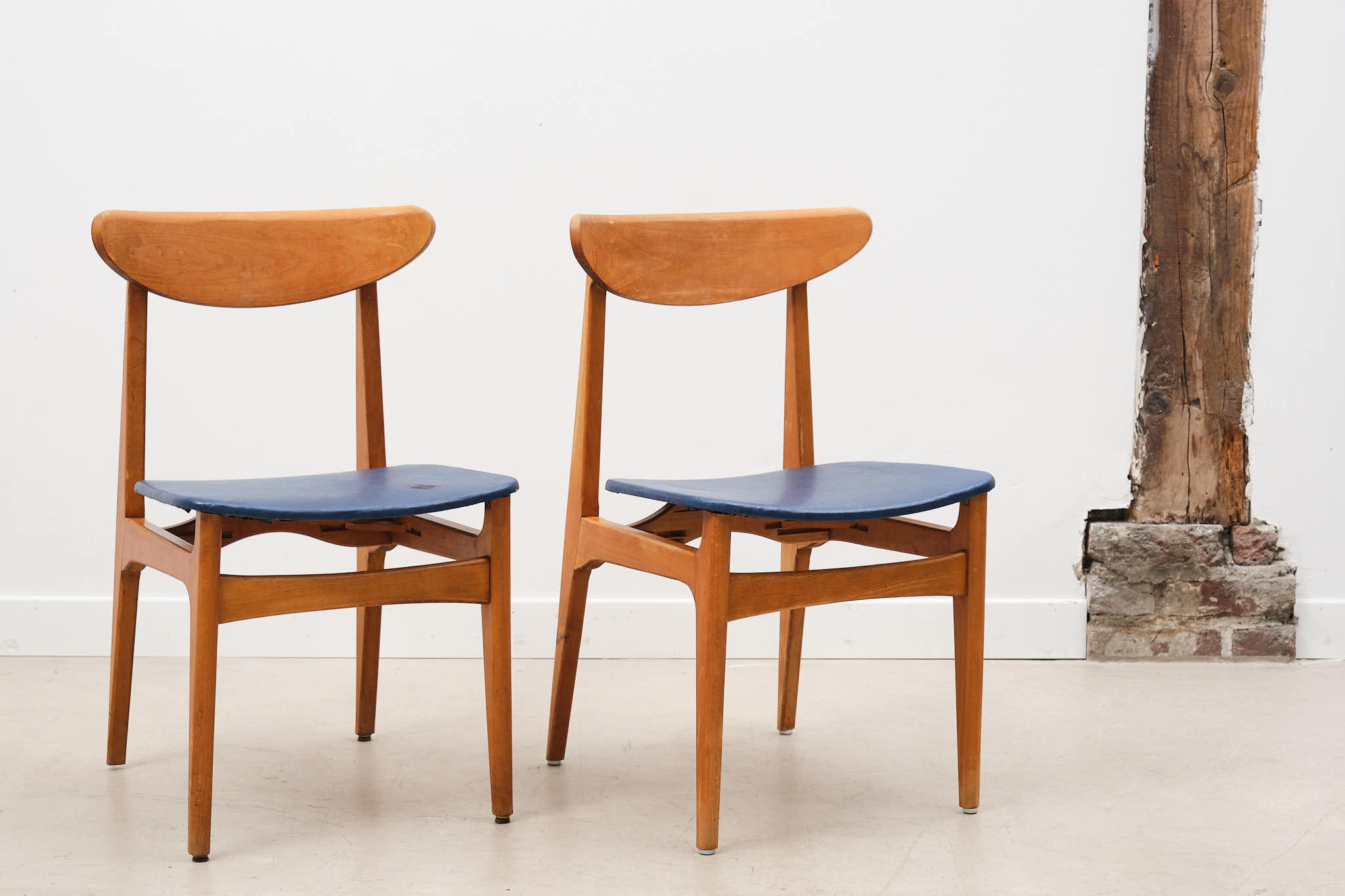 Chaise scandinave bois / bleu