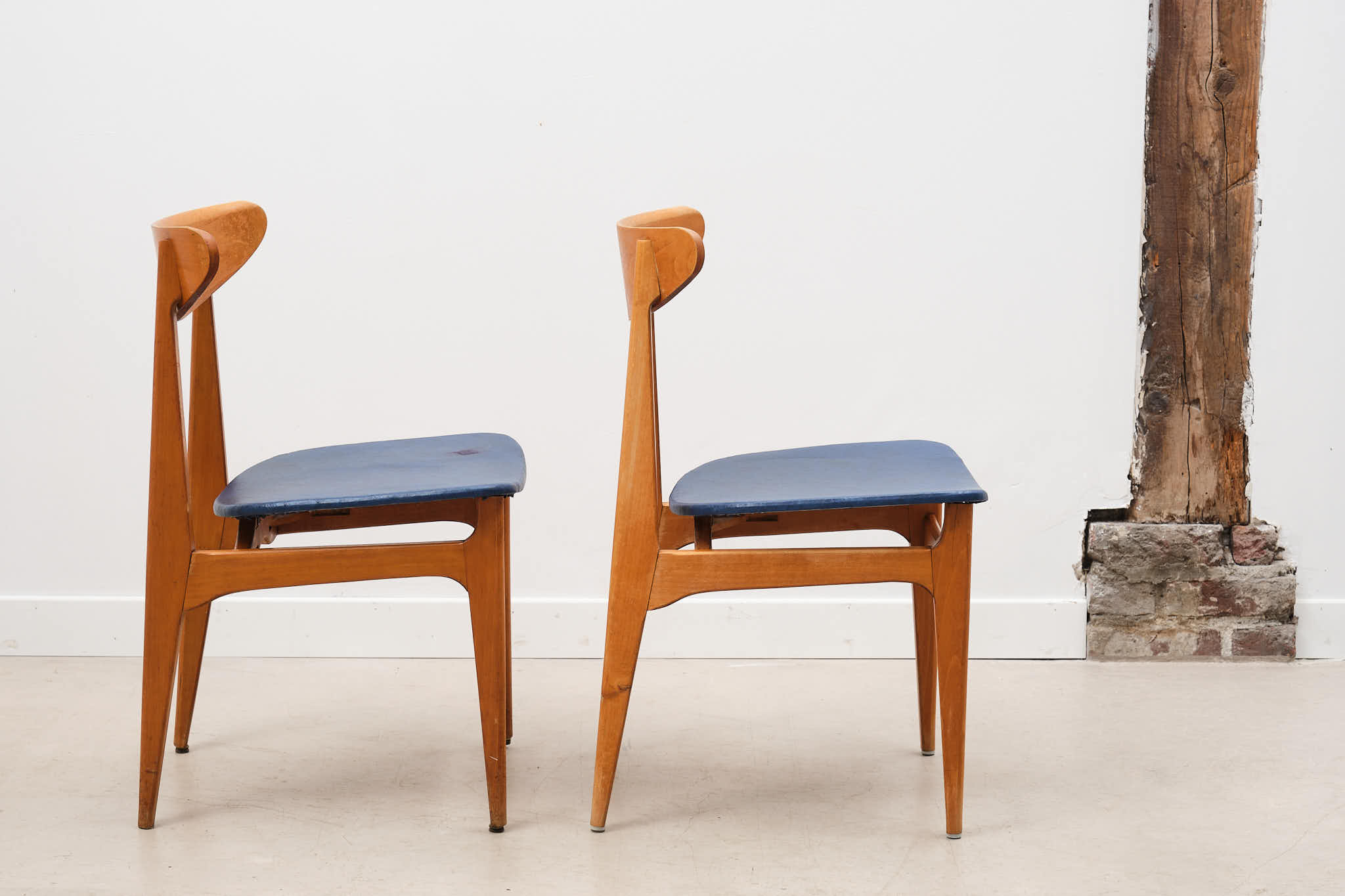 Chaise scandinave bois / bleu