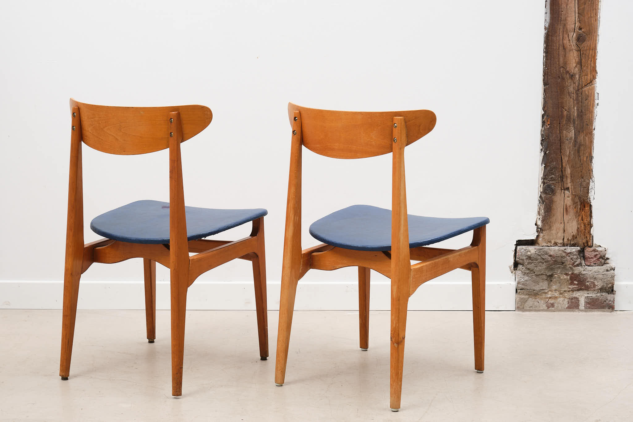 Chaise scandinave bois / bleu