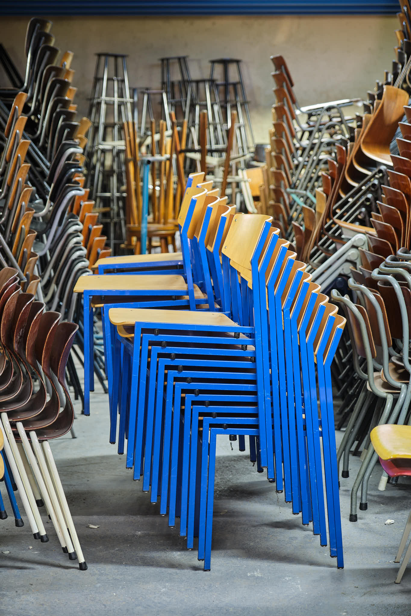 Chaise style Gijs van der Sluis hêtre et bleu