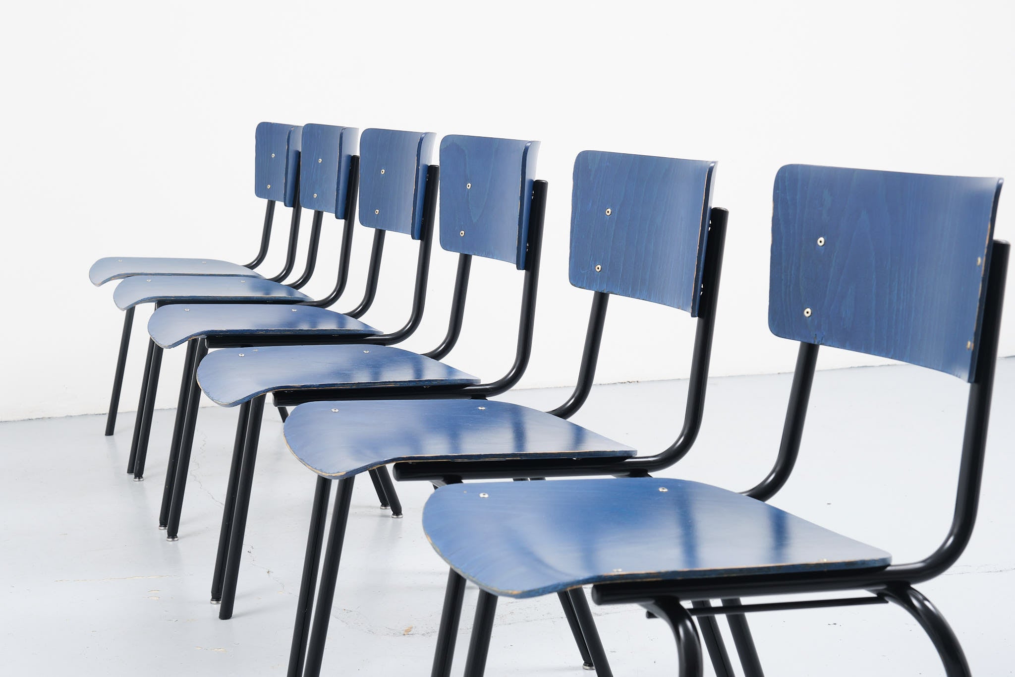 Blue vintage stacking chair