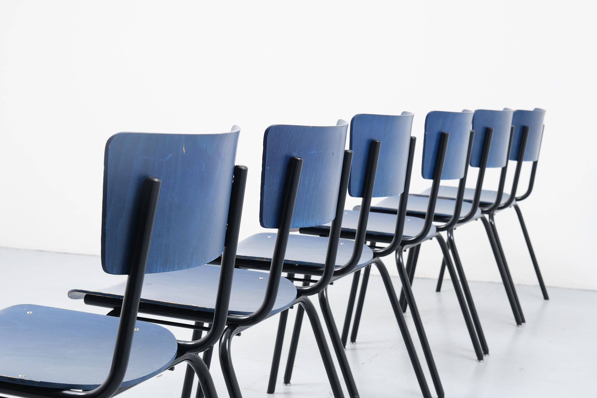 Blue vintage stacking chair