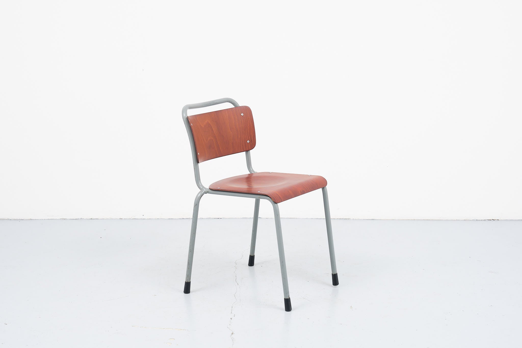 Chaise vintage Gispen 106 acajou/chêne et gris