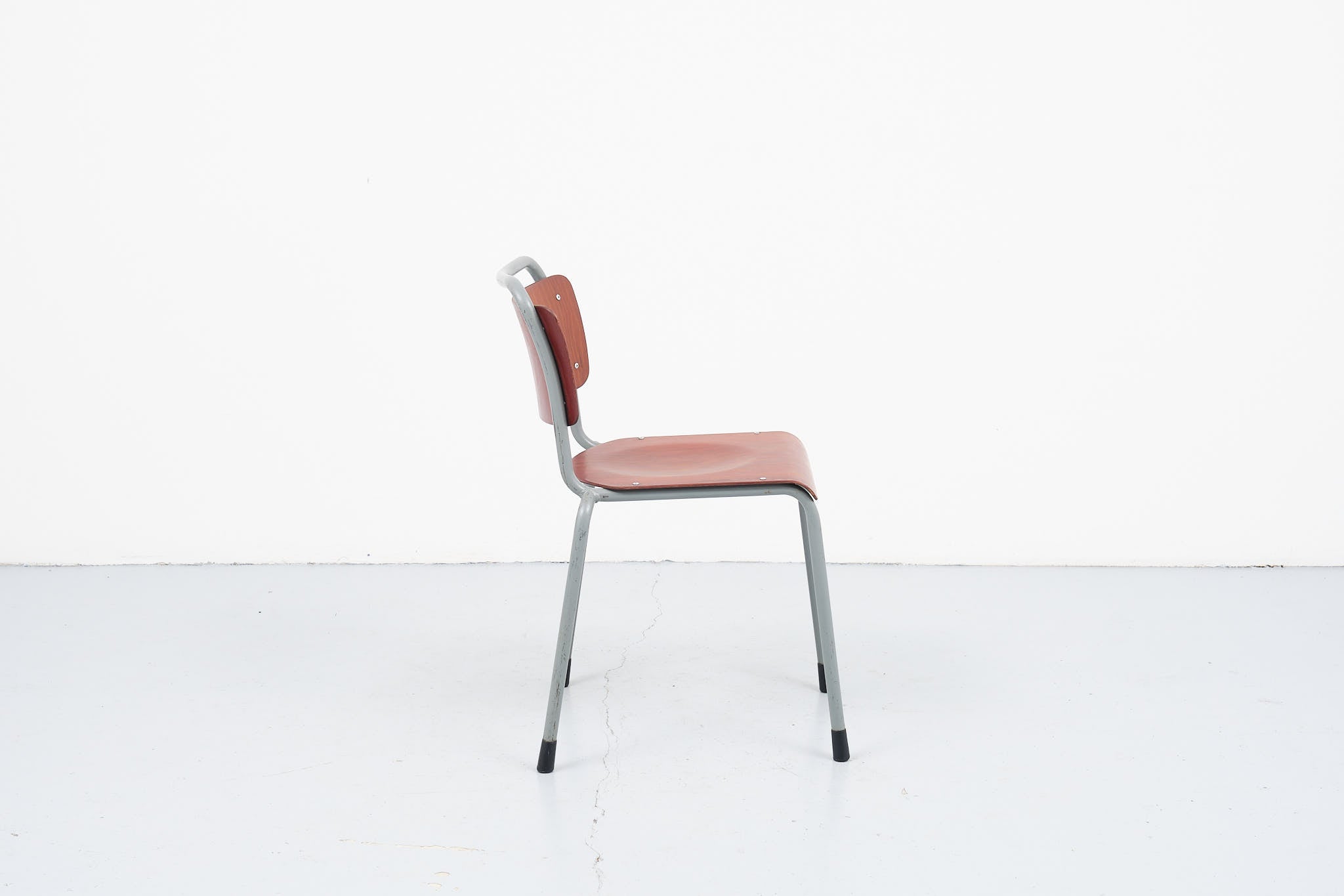 Chaise vintage Gispen 106 acajou/chêne et gris