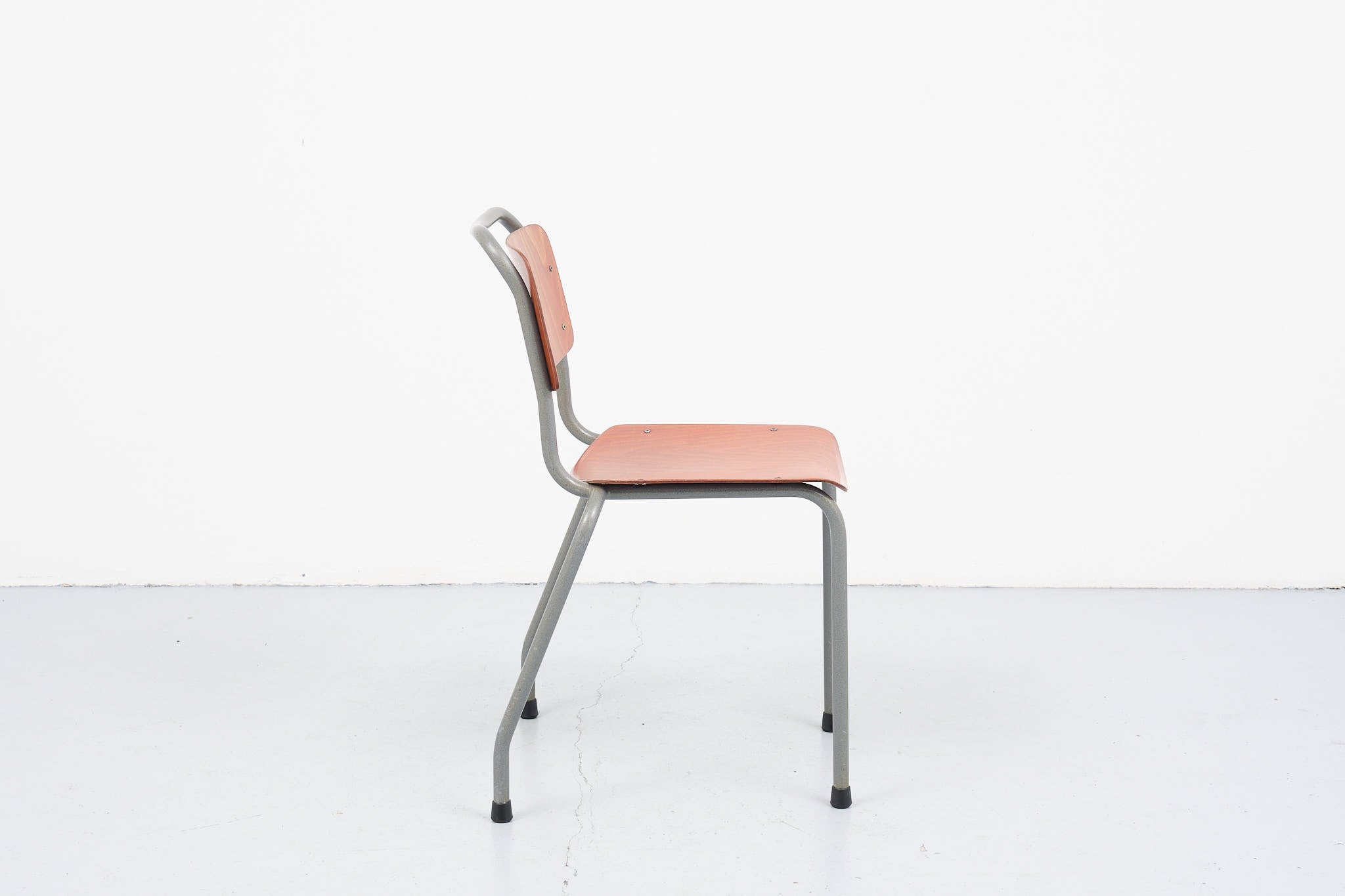 Chaise vintage Gispen 106 acajou/chêne et gris