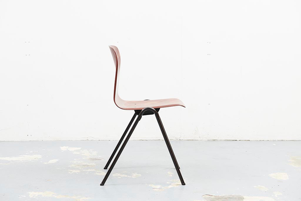 Chaise vintage Galvanitas S25 chêne et marron