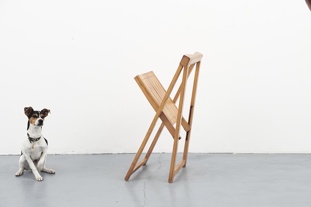 Chaise pliante vintage Aldo Jacober chêne