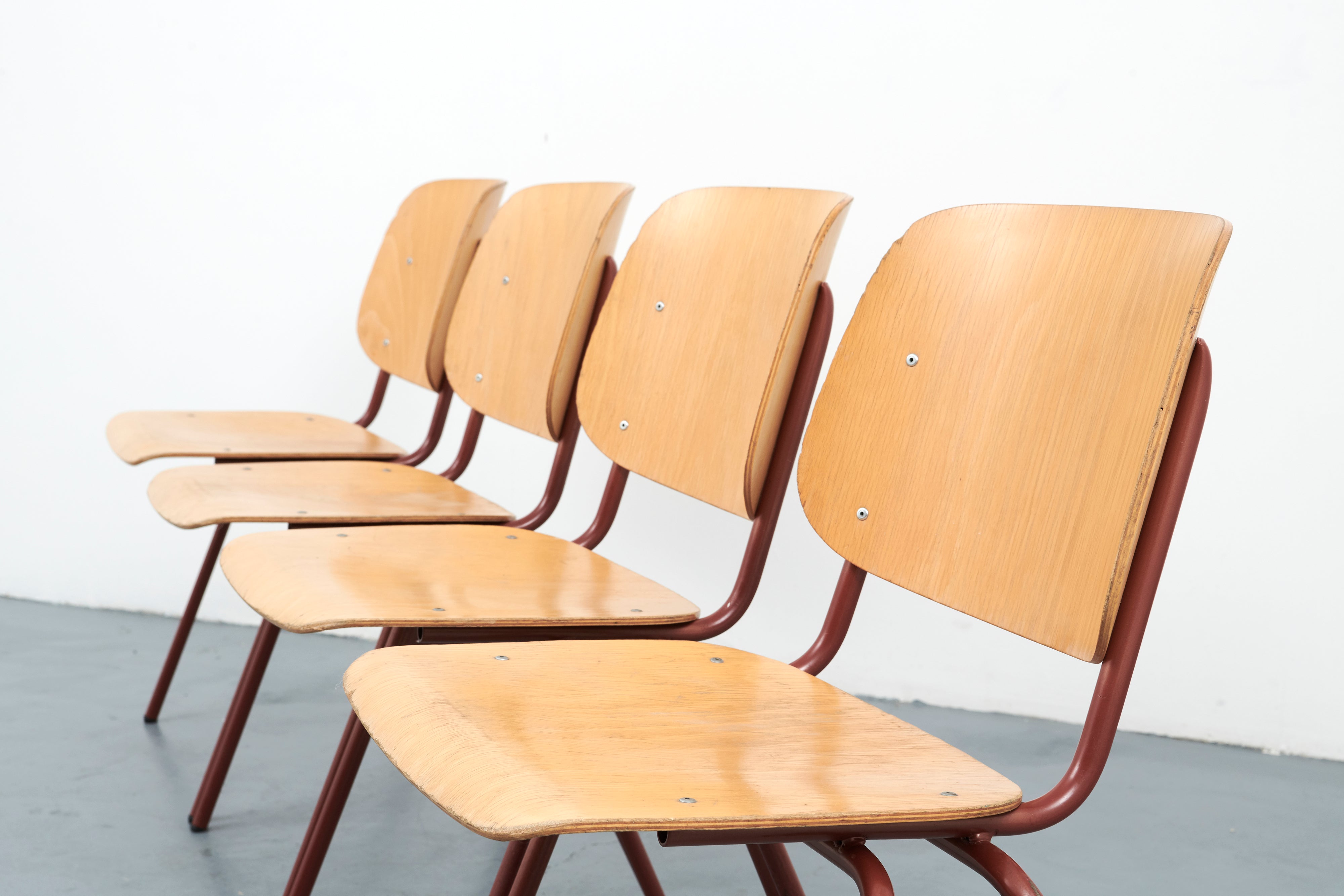 Chaise vintage Marko plywood hêtre et cuivre