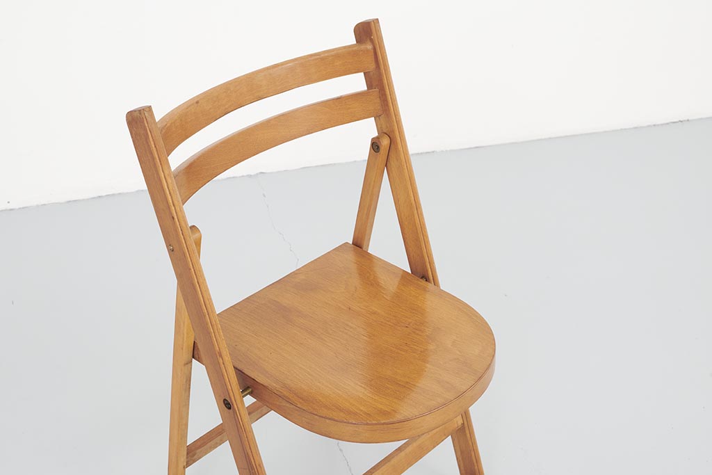 Chaise pliante vintage demi lune chêne