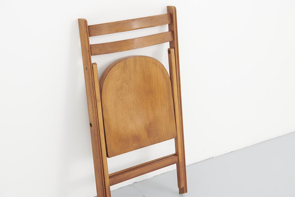 Chaise pliante vintage demi lune chêne