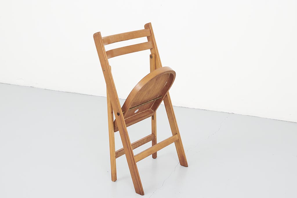 Chaise pliante vintage demi lune chêne