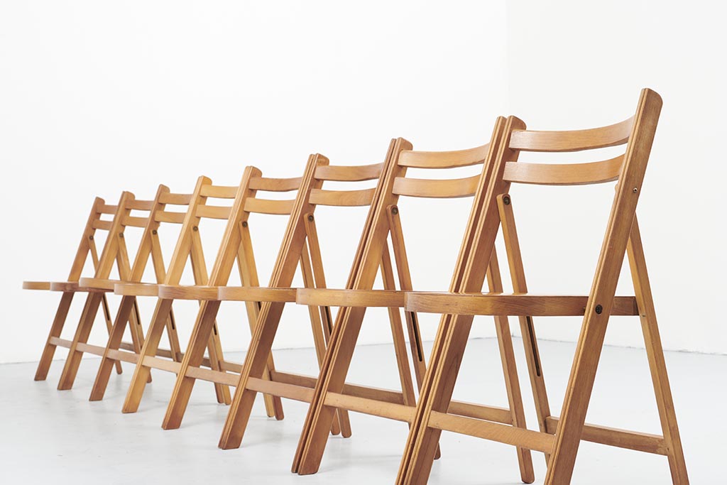 Chaise pliante vintage demi lune chêne