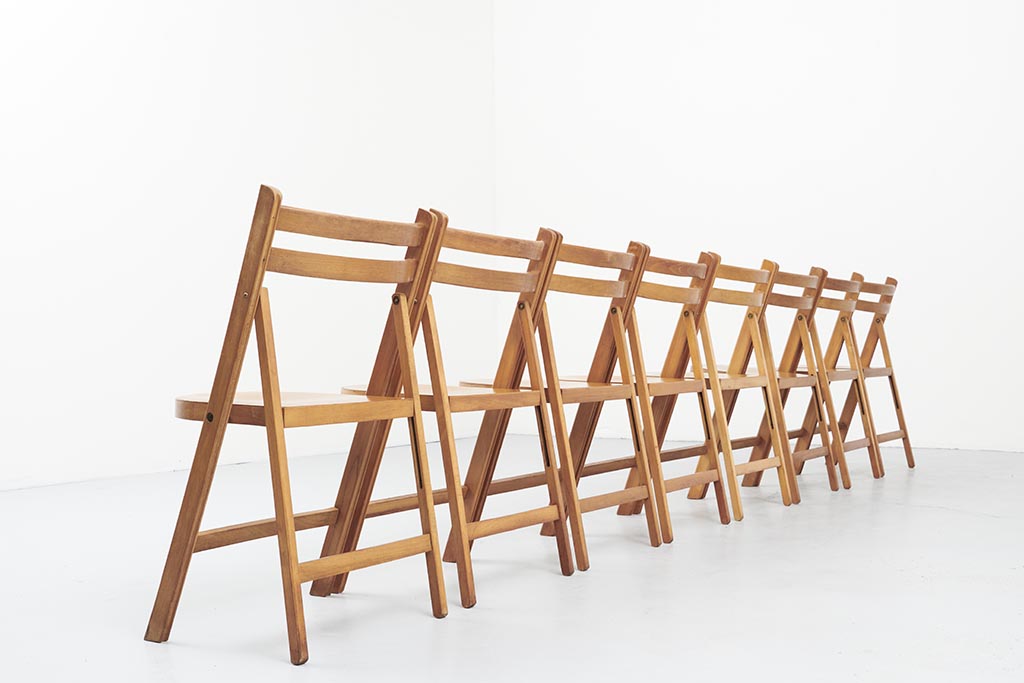 Chaise pliante vintage demi lune chêne