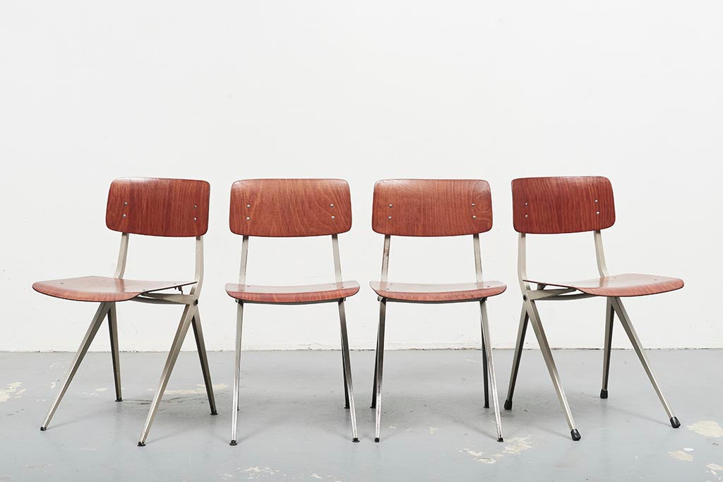 Chaise vintage Marko S201 "Spinstoel" Chêne et Blanc