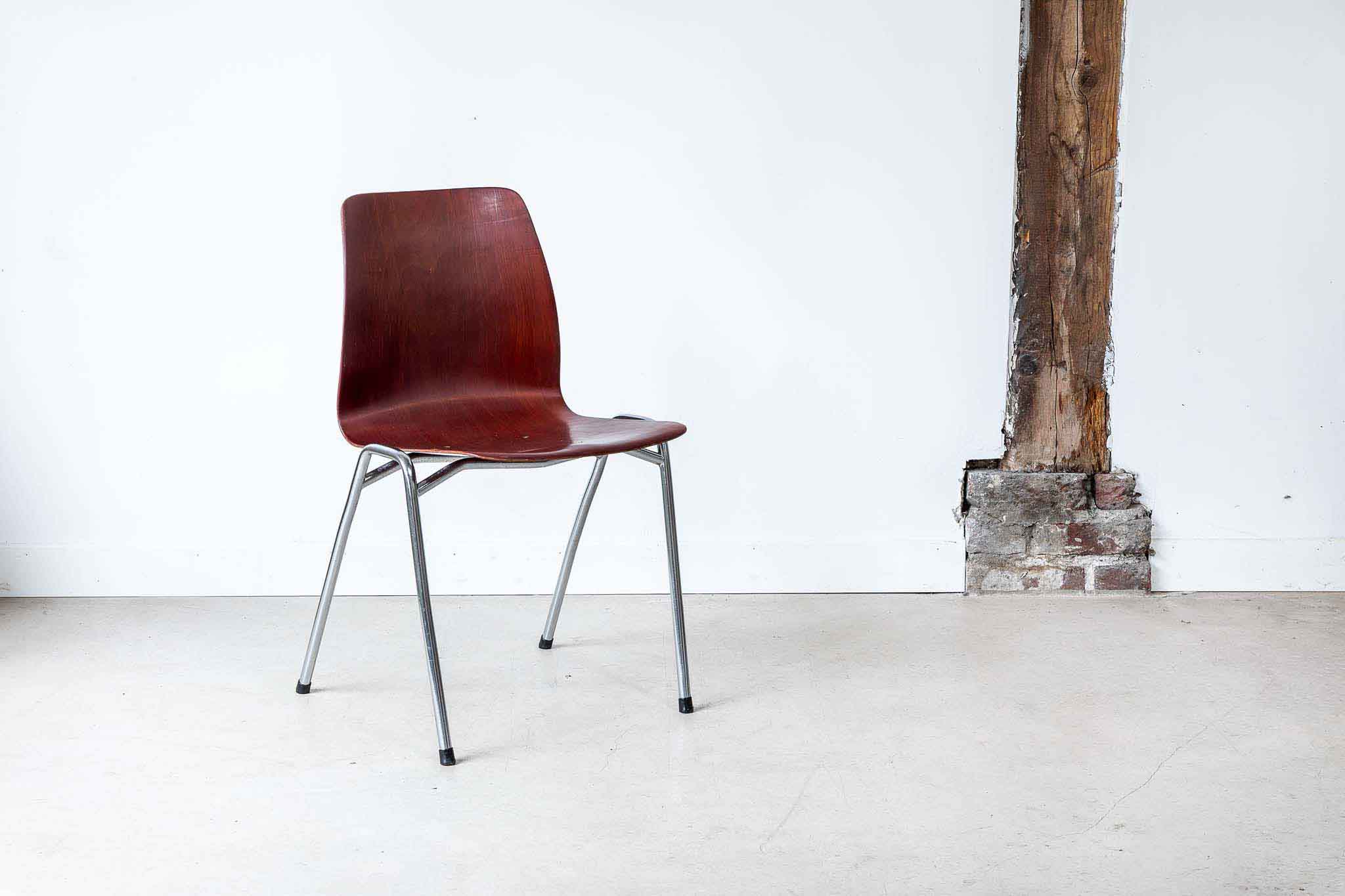 Chaise vintage Galvanitas S26 acajou et chrome