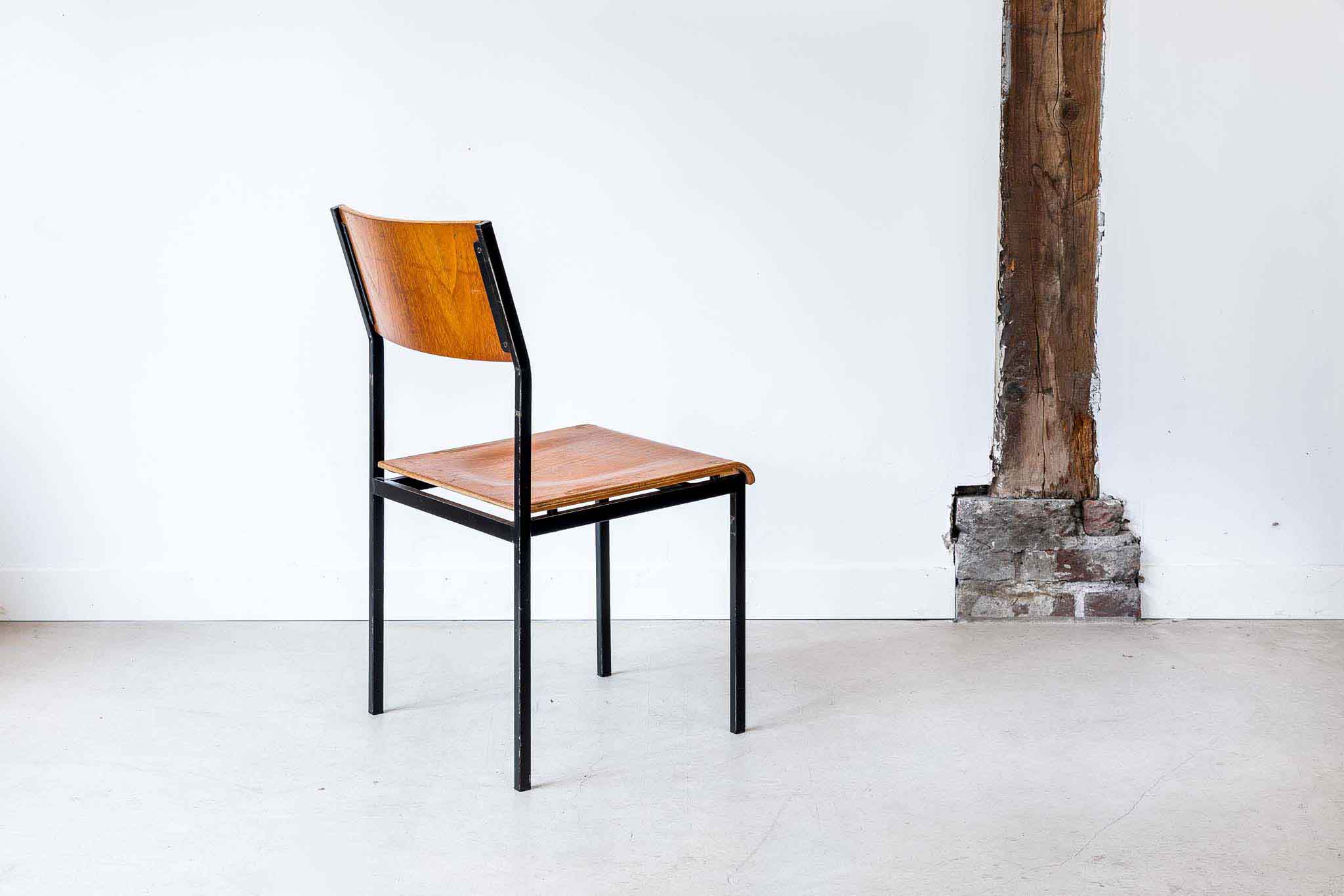 Chaise d'école simple chêne et noir