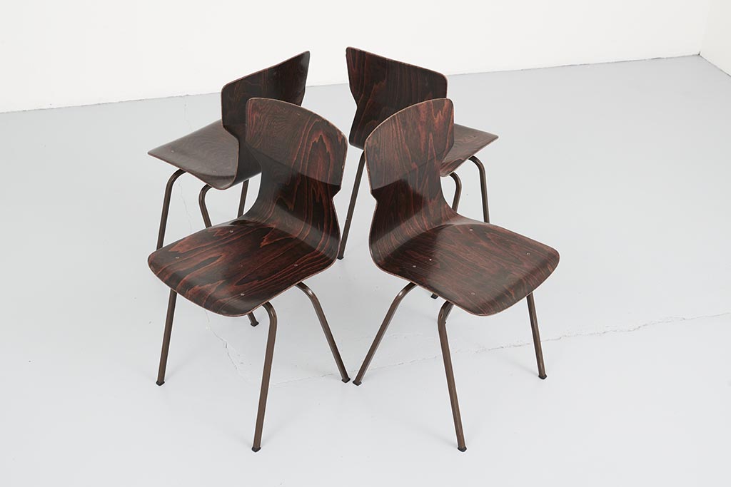 Chaise vintage Eromes E5 ébène et marron