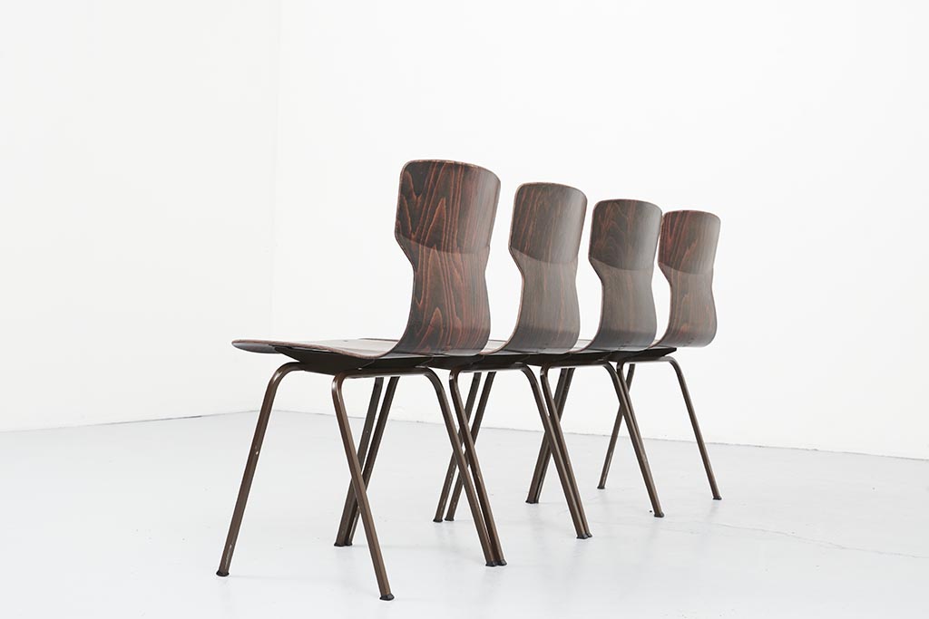 Chaise vintage Eromes E5 ébène et marron