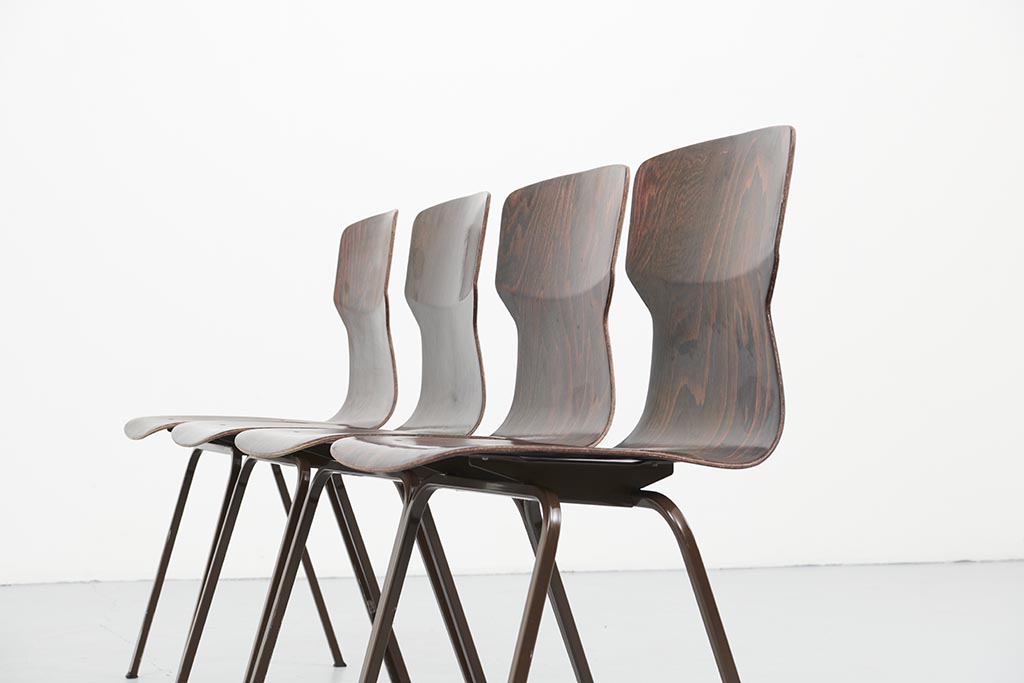 Chaise vintage Eromes E5 ébène et marron