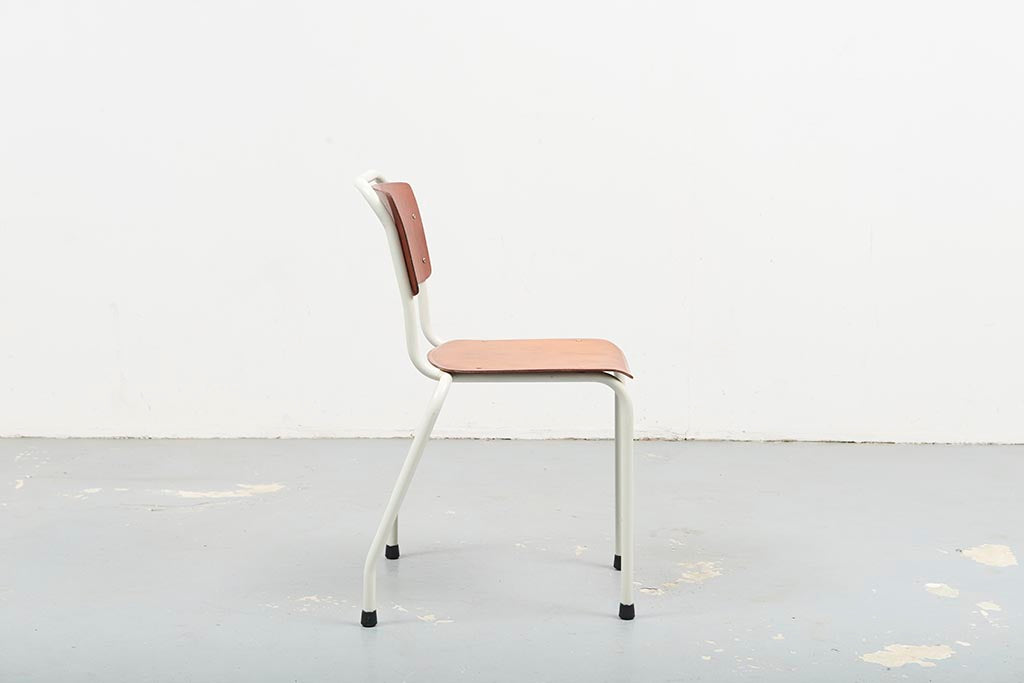 Chaise vintage Gispen 106 chêne et blanc