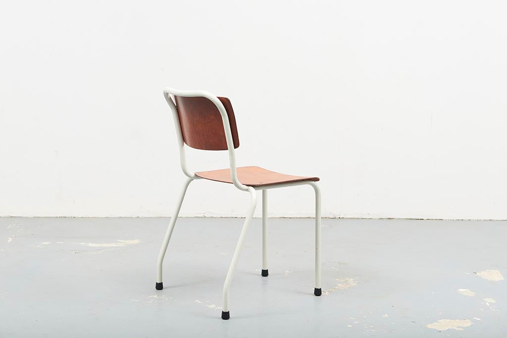 Chaise vintage Gispen 106 chêne et blanc