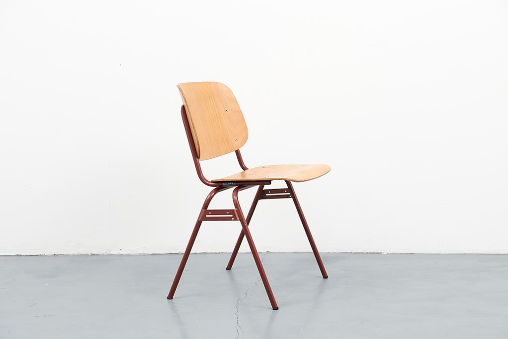 Chaise vintage Marko plywood hêtre et cuivre Cartel de Belleville
