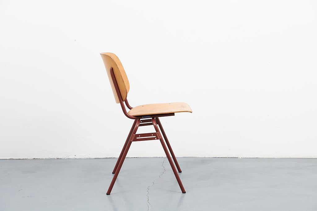 Chaise vintage Marko plywood hêtre et cuivre Cartel de Belleville