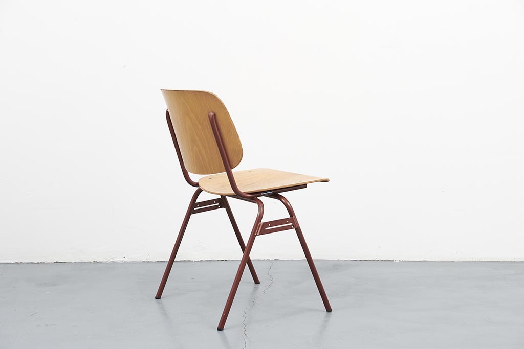 Chaise vintage Marko plywood hêtre et cuivre Cartel de Belleville
