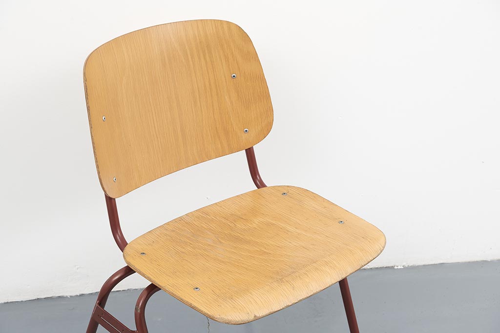 Chaise vintage Marko plywood hêtre et cuivre Cartel de Belleville