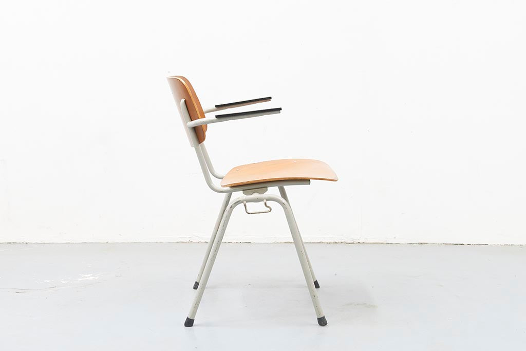 Chaise Marko plywood Chene Gris Clair Accoudoirs - Cartel de Belleville mobilier vintage paris