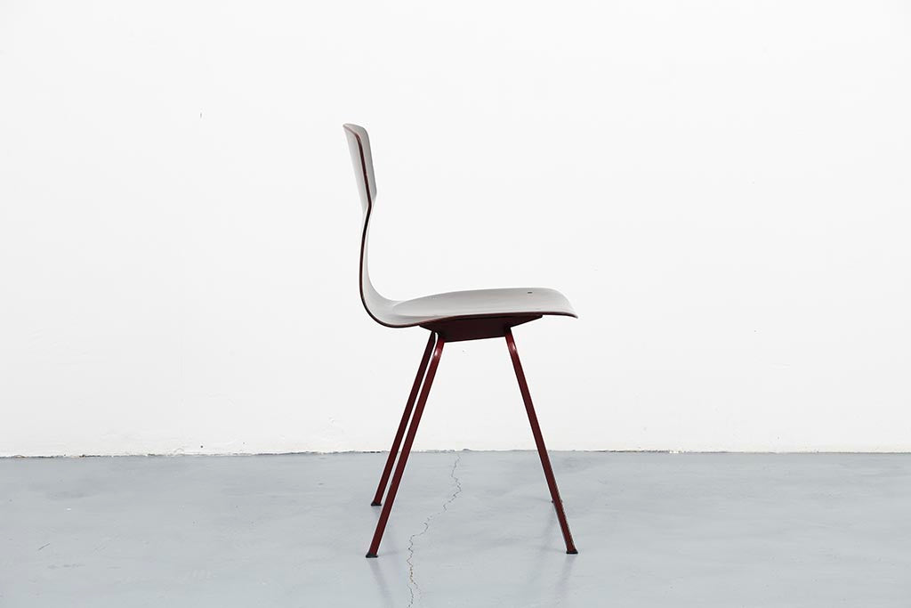 Chaise vintage Eromes E5 Ebène et Carmin