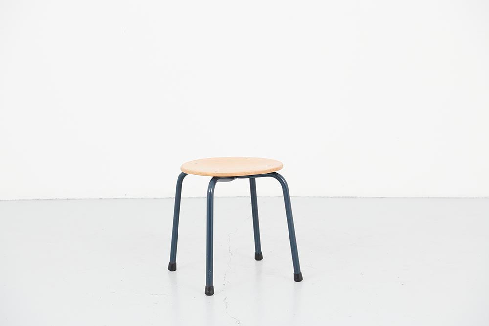 Tabouret hêtre / bleu pétrole Cartel de Belleville