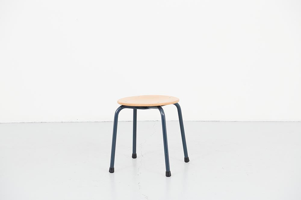 Tabouret hêtre / bleu pétrole Cartel de Belleville