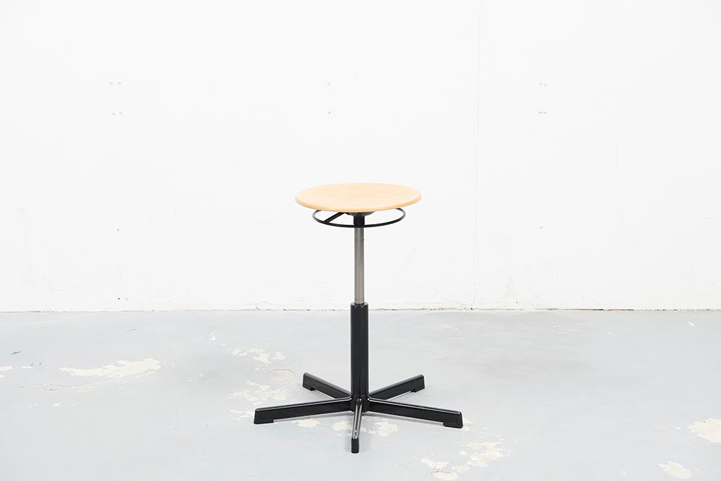 Tabouret vintage ajustable hêtre et noir