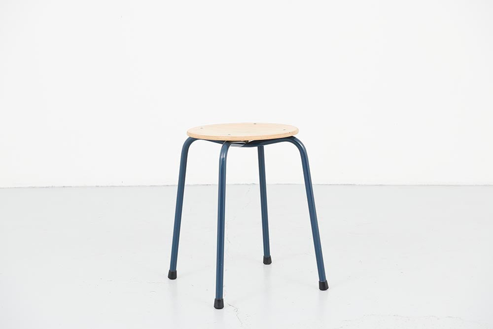 Tabouret hêtre / bleu pétrole Cartel de Belleville