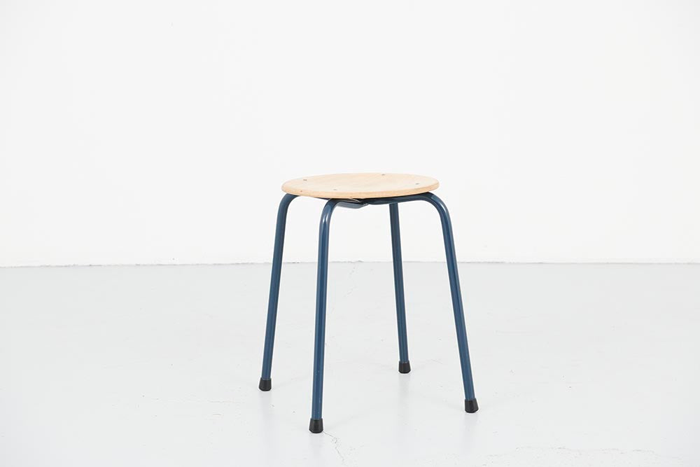 Tabouret hêtre / bleu pétrole Cartel de Belleville