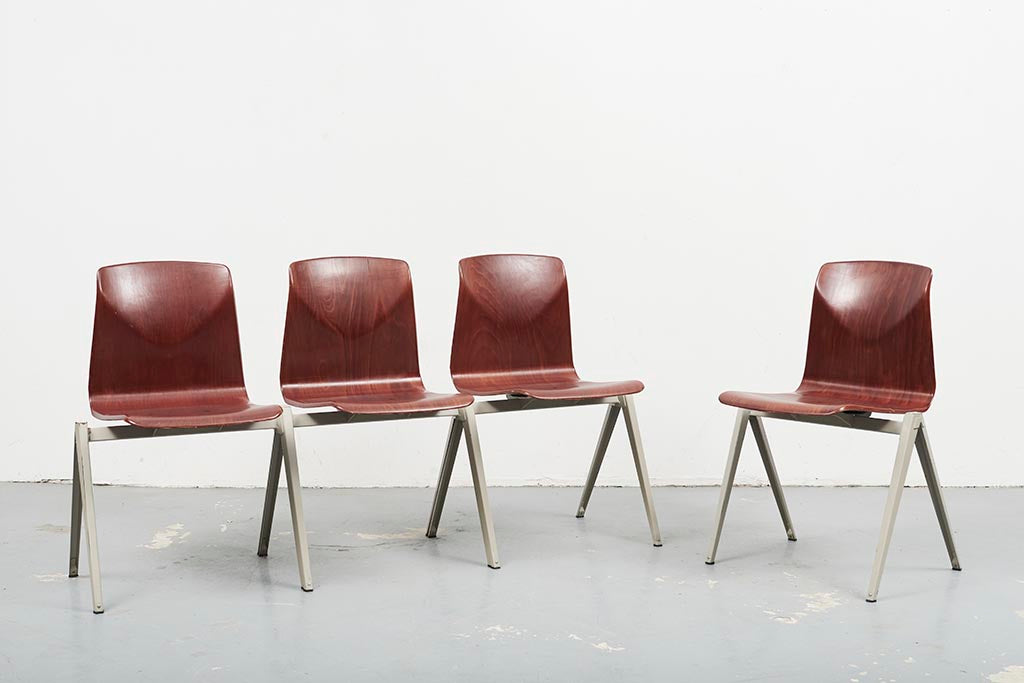 Chaise vintage Galvanitas S22 acajou et beige