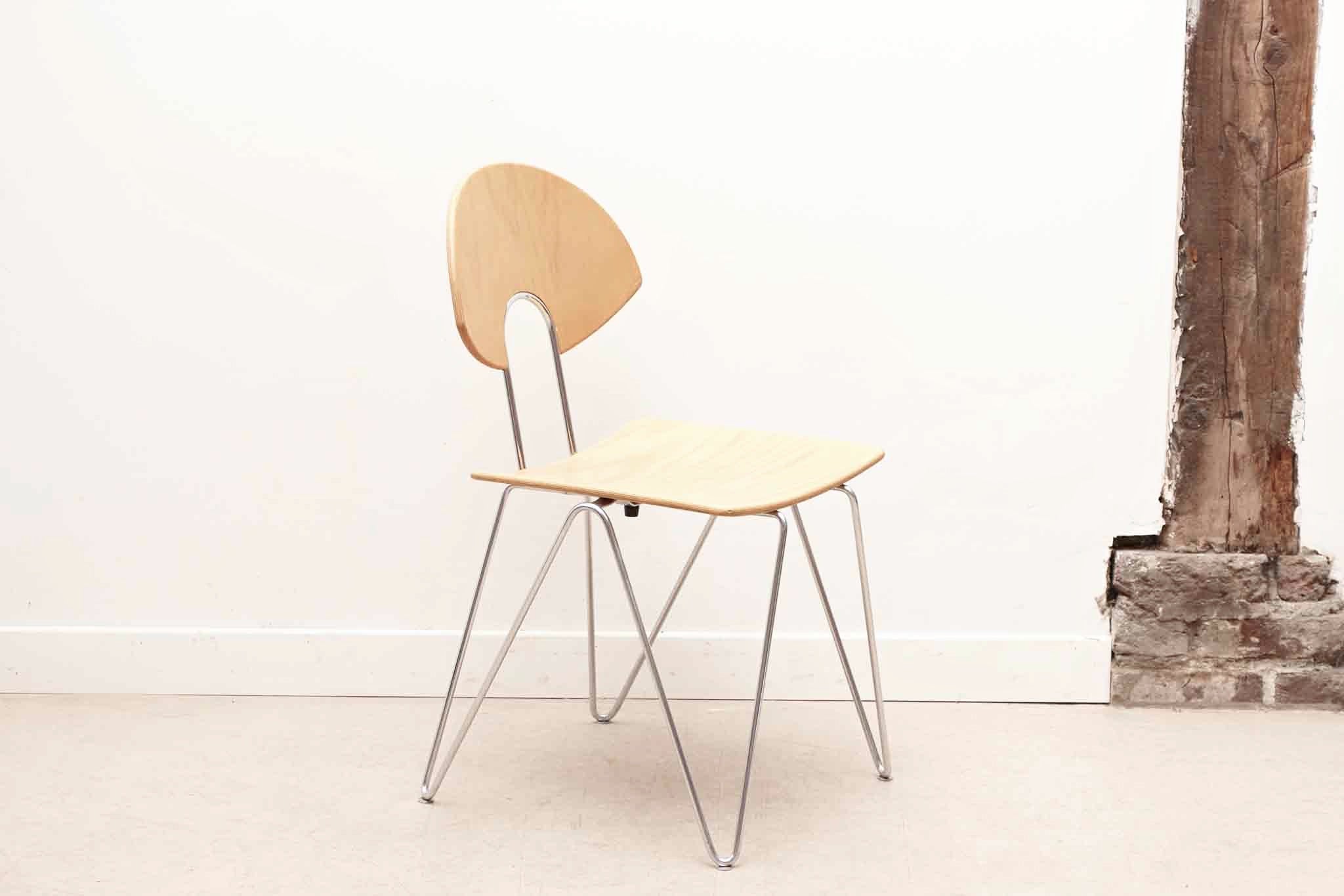 Chaise Mikado 1800 hêtre et chrome par Kusch & Co