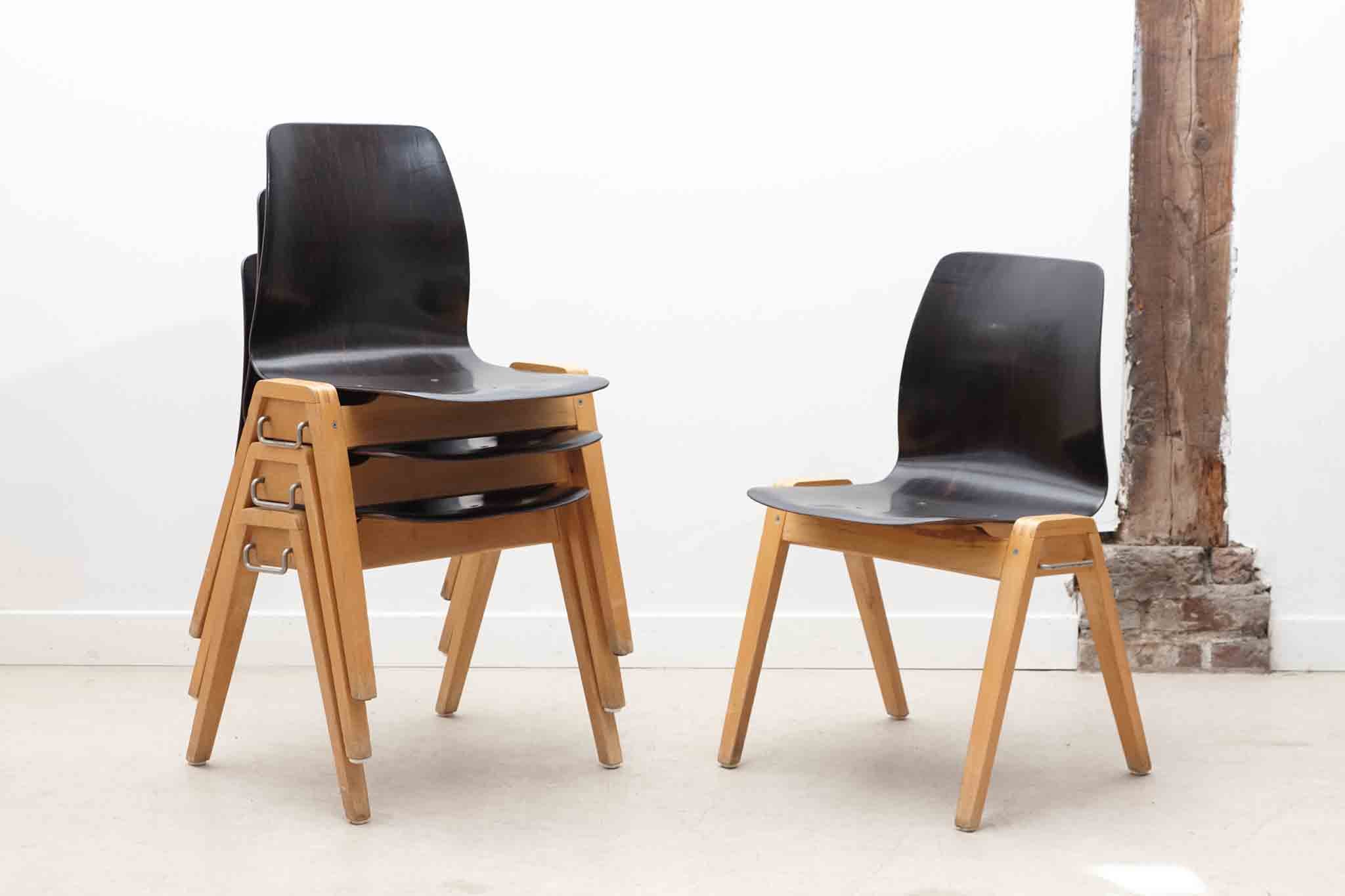 Chaise bistrot empilable Pagholz ébène et hêtre