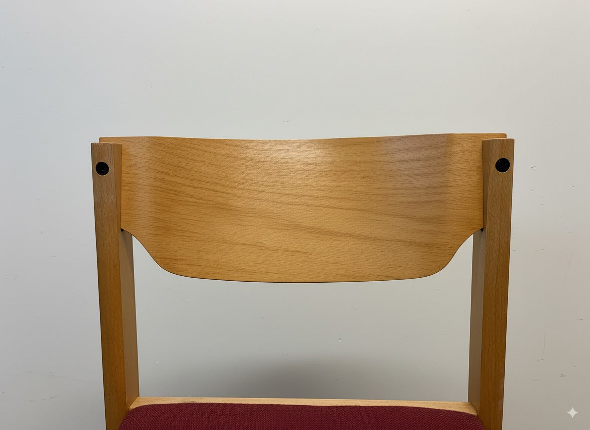 Chaise style scandinave chêne et bordeaux