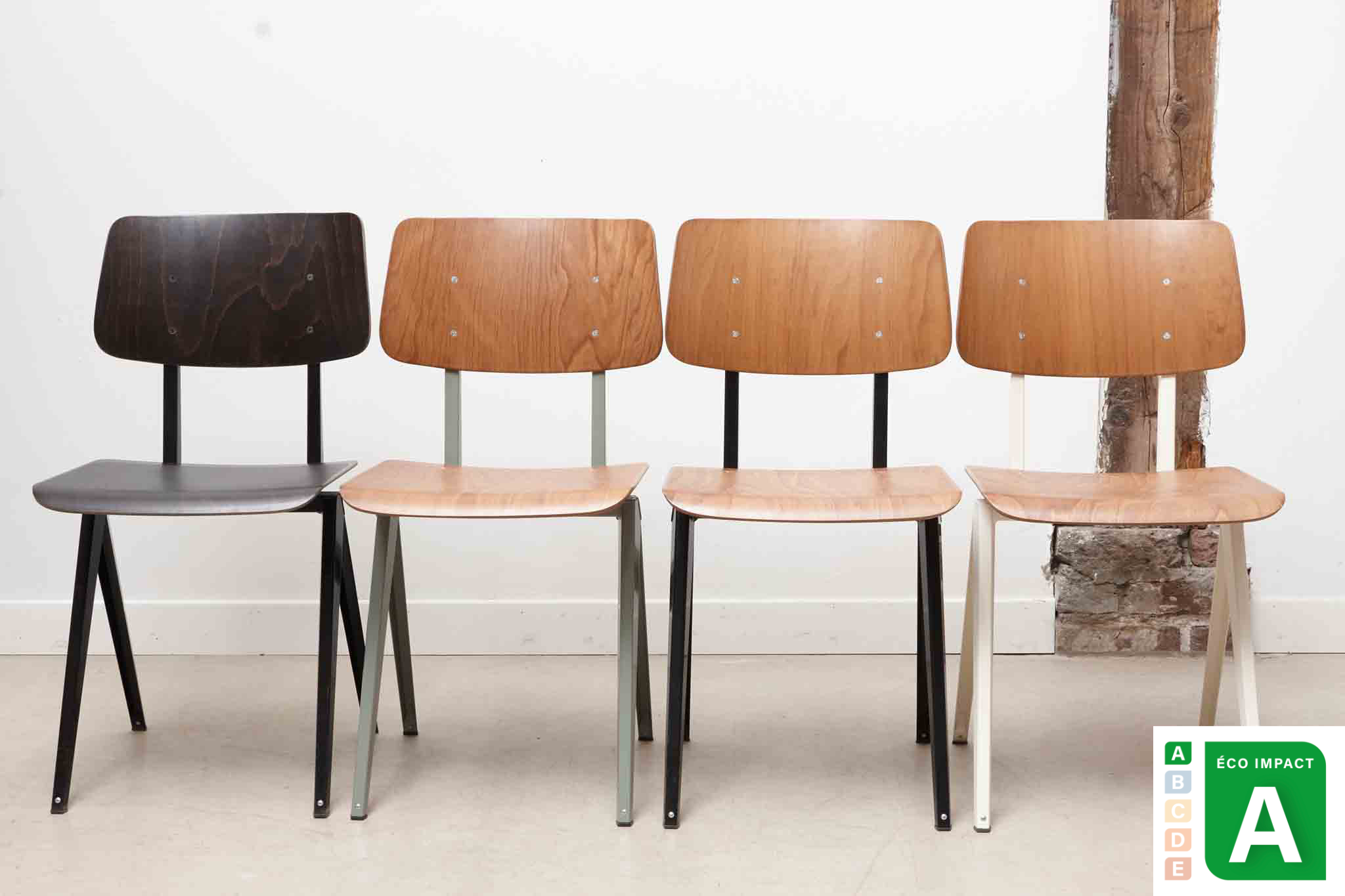 Pair of S16 chairs by Galvanitas - black/black - Reissue