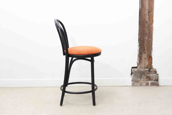 Chaise haute vintage bistrot Satelliet 16/C orange et noire